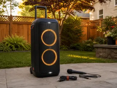 Portable speaker for a backyard party